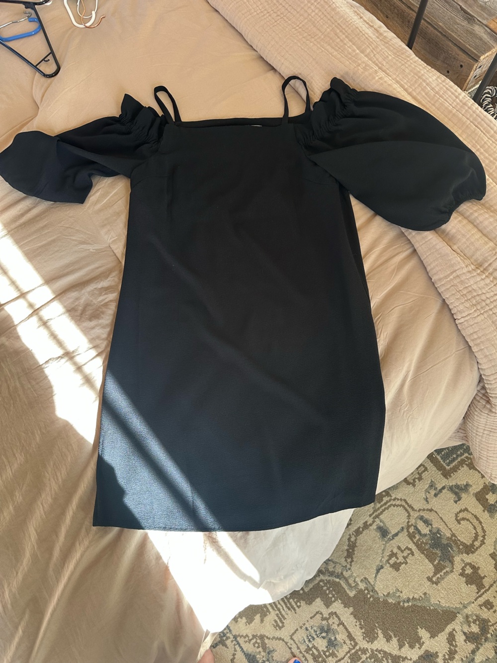 Off Shoulder Above Knee Black Dress